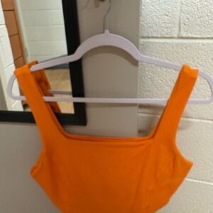 Orange Corset-Style Crop Top